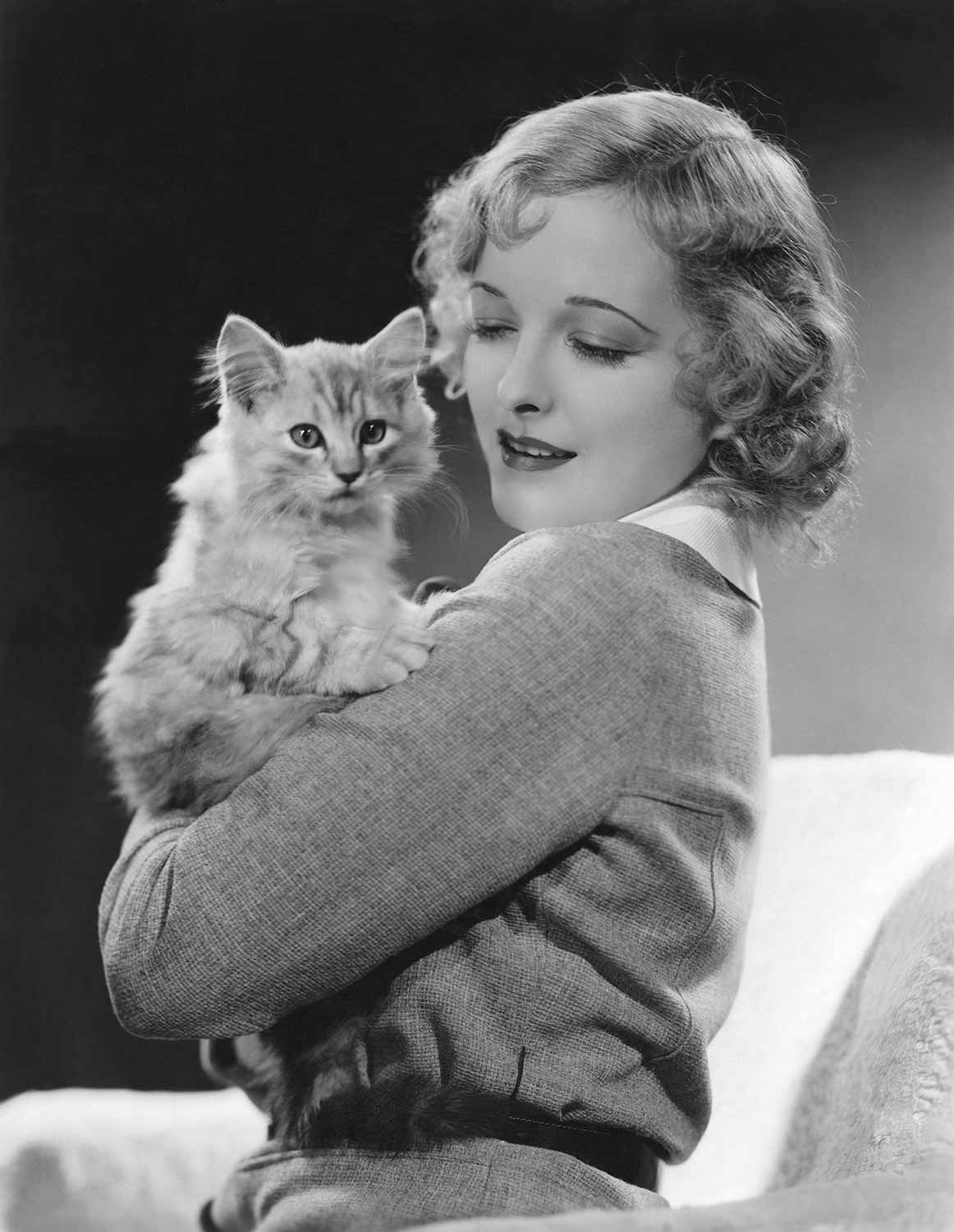 Vintage picture of Woman and a Cat